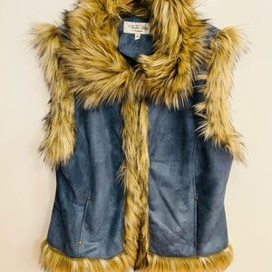 Tasha Polizzi Faux Fur Trimmed Blue Vest NWT